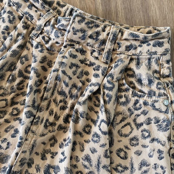 Free People High Waist Leopard Denim Shorts - Picture 3 of 7